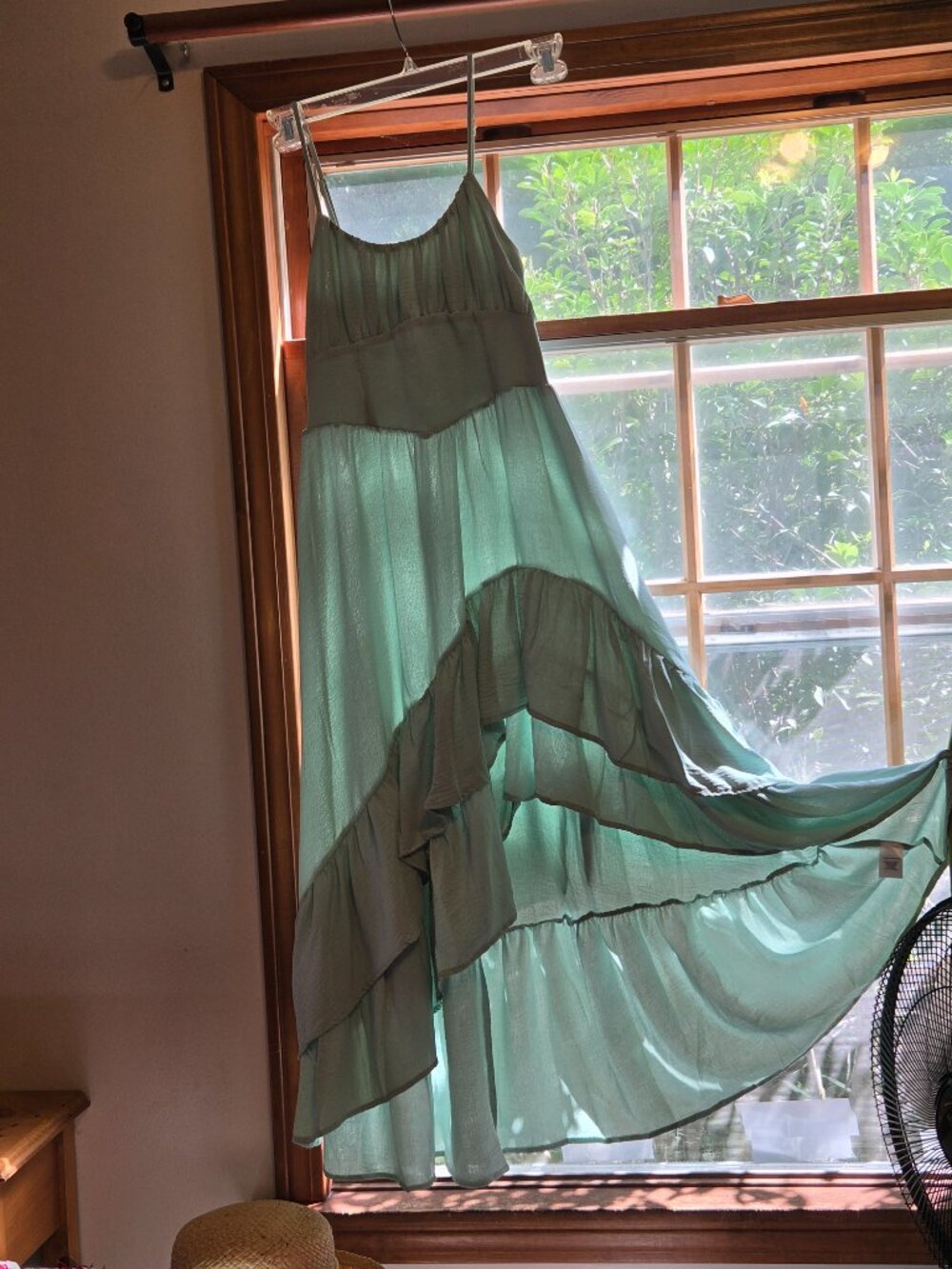 STUNNING HI-LO RUFFLE HEM MINT GREEN MAXI SMALL - Picture 4 of 12